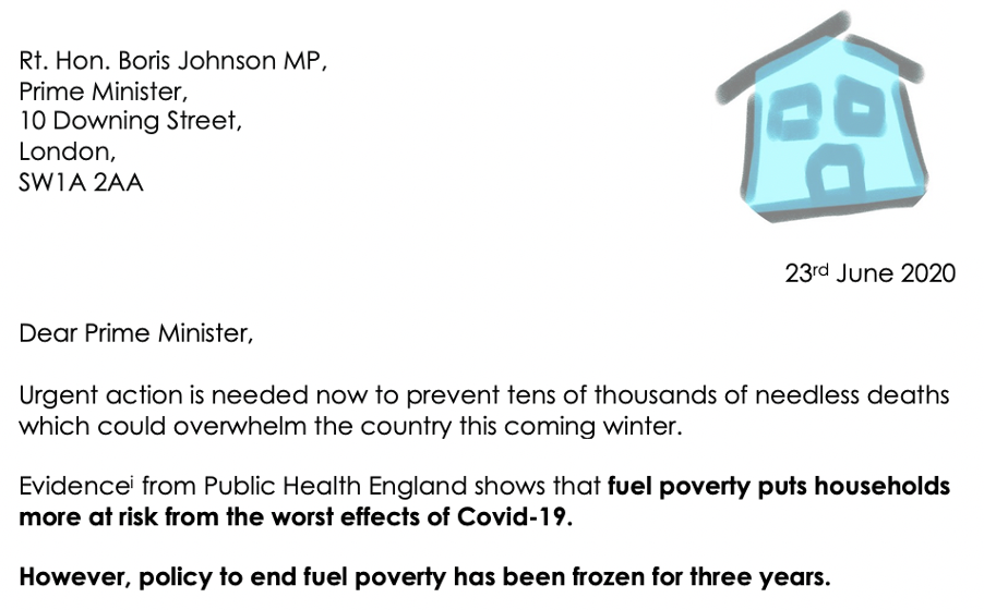 End Fuel Poverty Coalition writes to Prime Minister