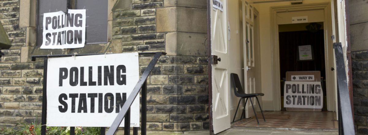 Image of a polling station at a church building